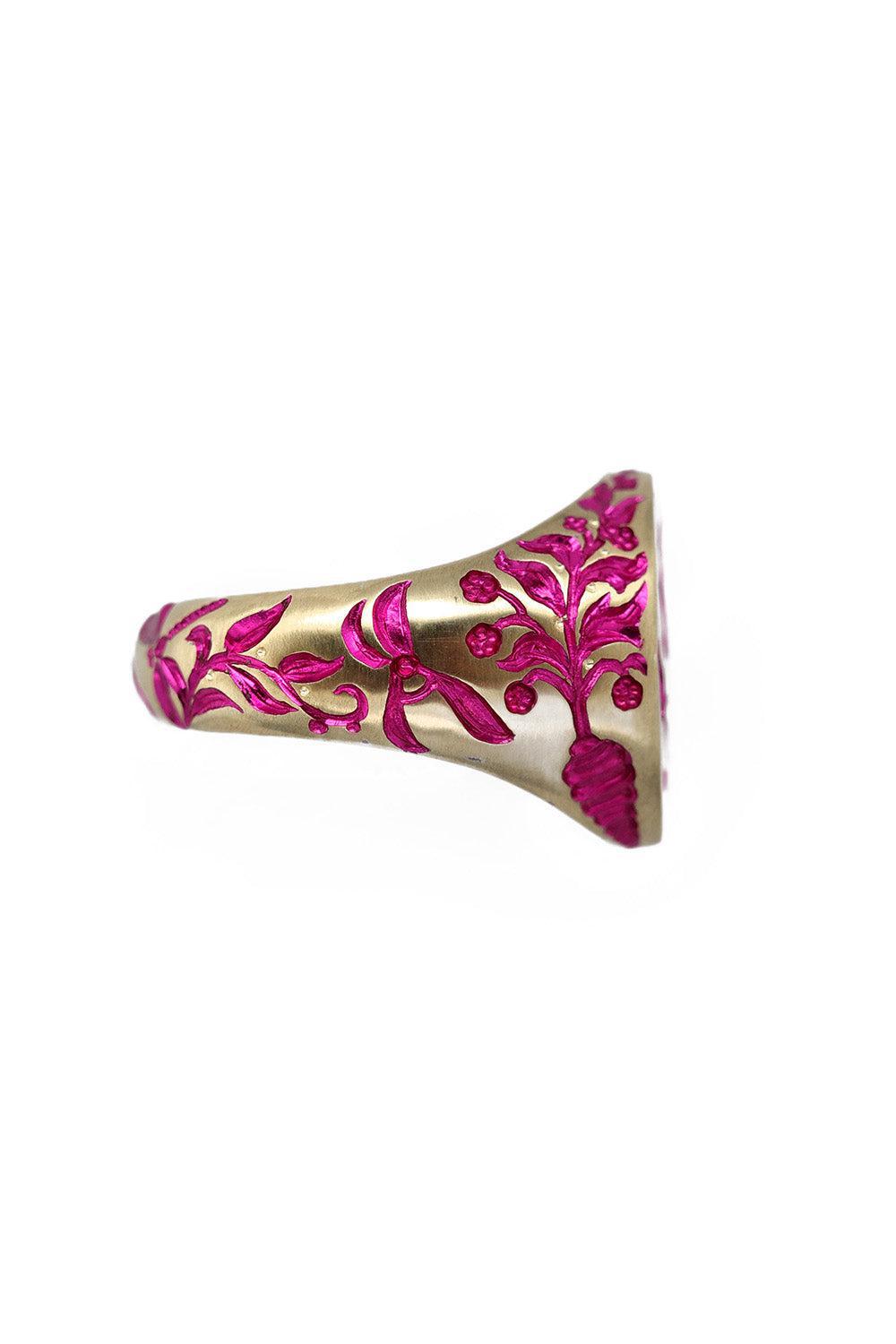 Pink Peony Signet Ring-YELLOW GOLD-6.5-JEWELRYFINE JEWELRING-CASTRO SMITH