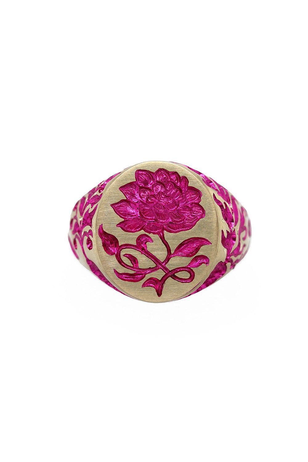 Pink Peony Signet Ring-YELLOW GOLD-6.5-JEWELRYFINE JEWELRING-CASTRO SMITH