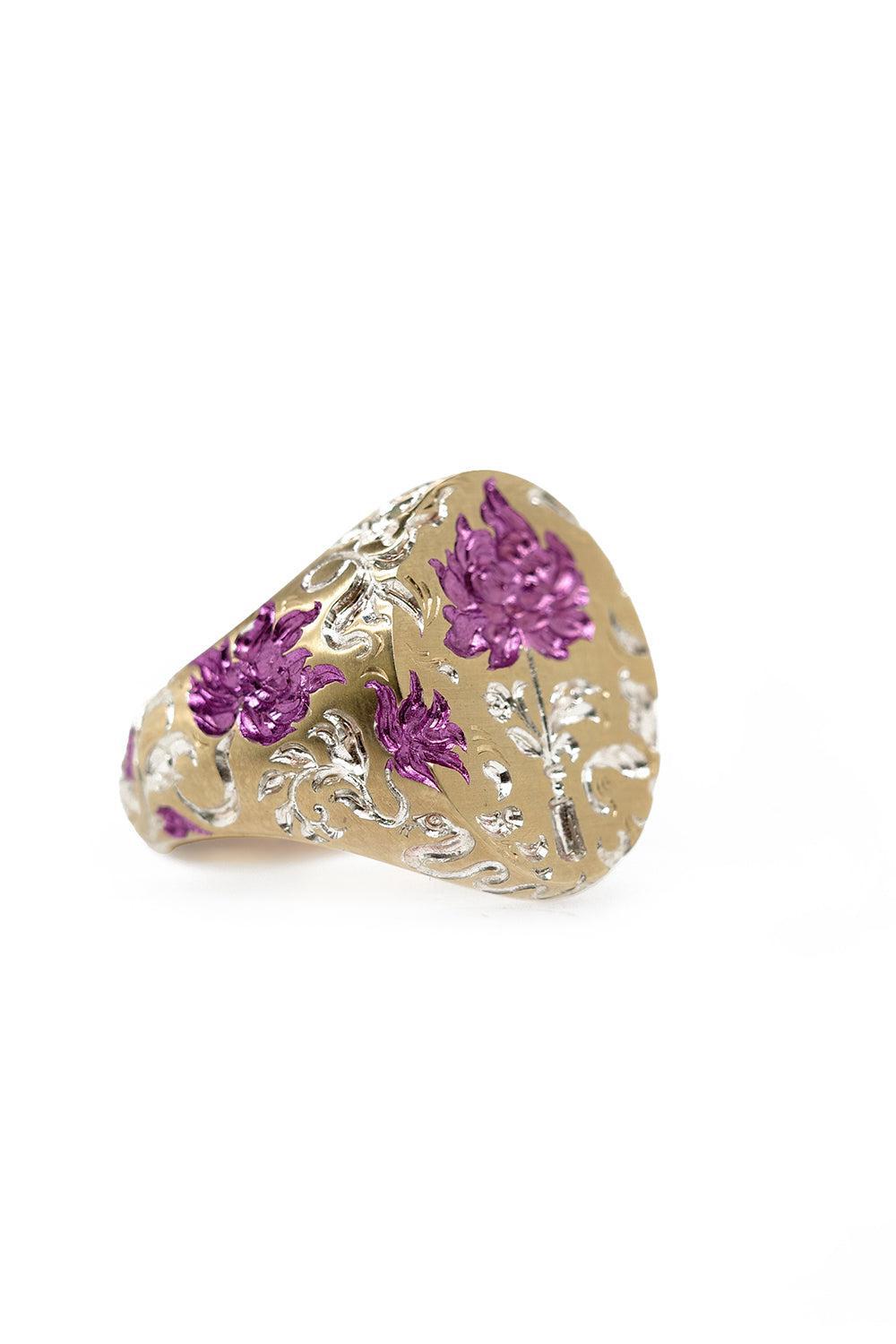 Vase Of Peonies Signet Ring-YELLOW GOLD-6.5-JEWELRYFINE JEWELRING-CASTRO SMITH