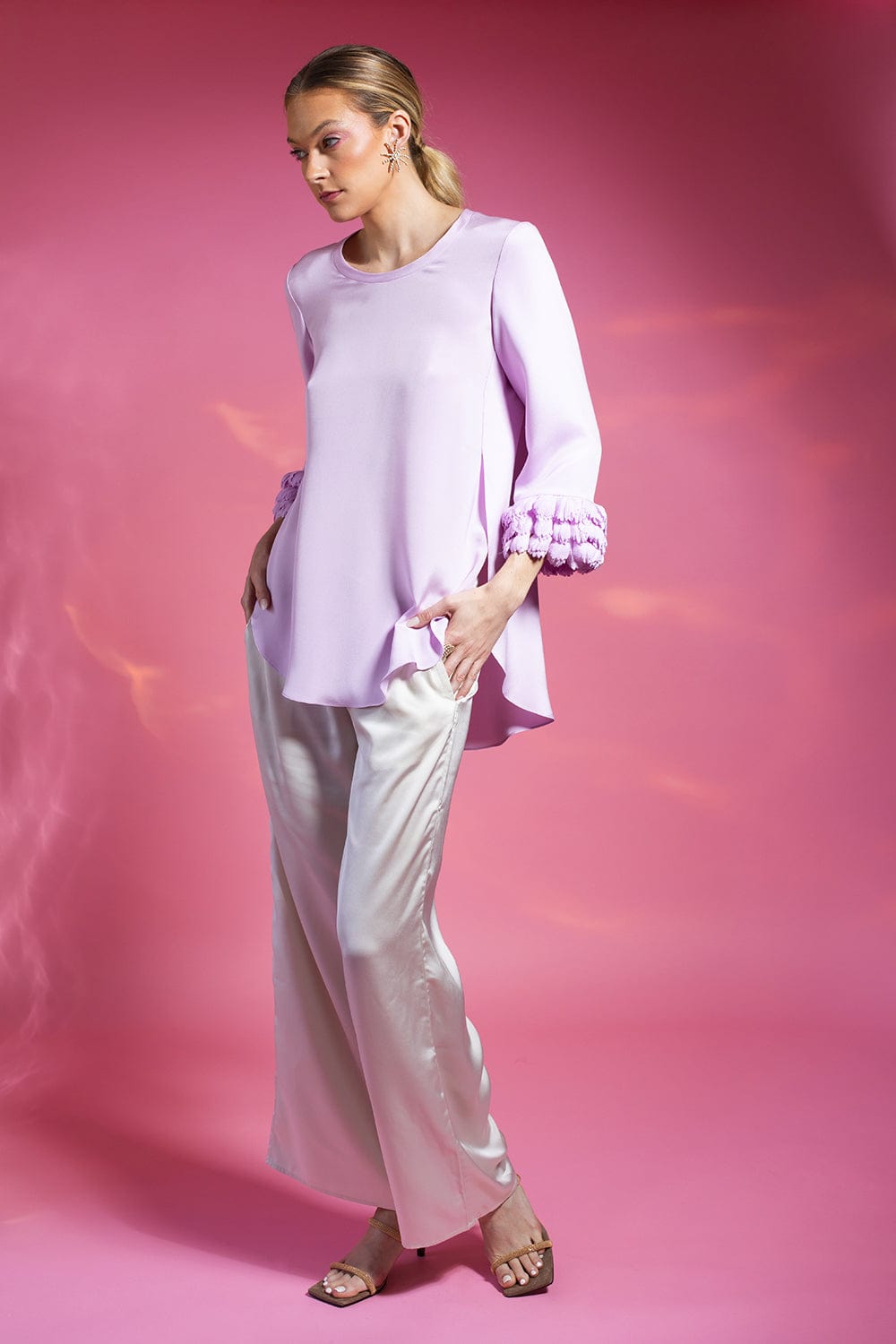 CATHERINE REGEHR-Tulip Cuff Pullover Top-