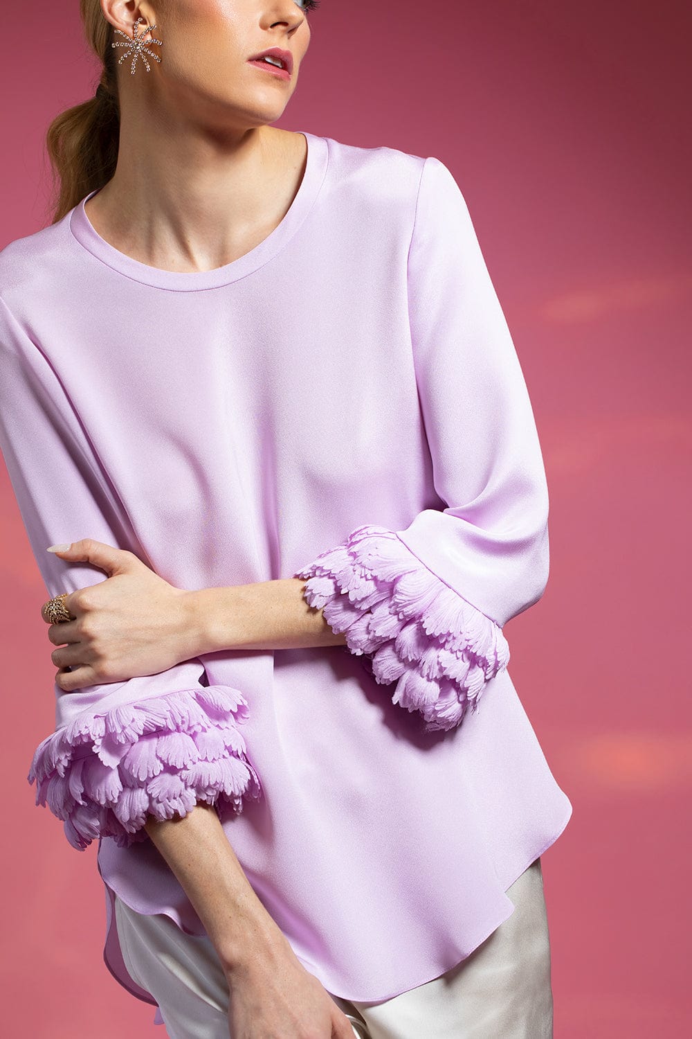 CATHERINE REGEHR-Tulip Cuff Pullover Top-