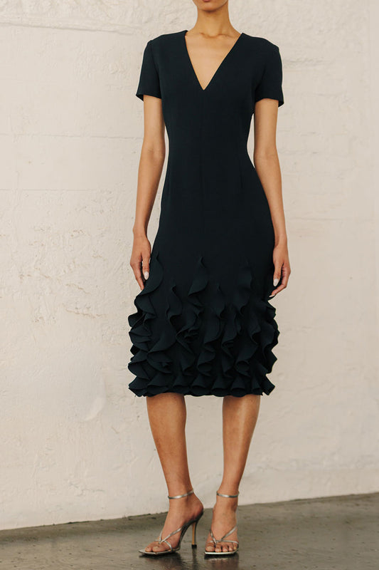 Jackie Short Sleeve Embellished Midi Dress-BLUE-4-CLOTHINGDRESSCOCKTAIL-CATHERINE REGEHR