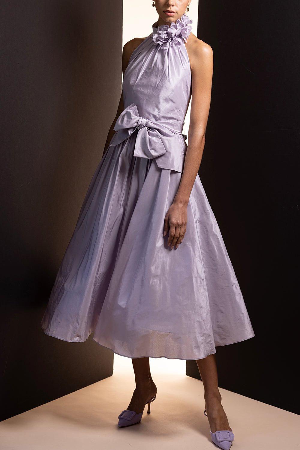 CATHERINE REGEHR-Floral Collar Halter Neck Dress-