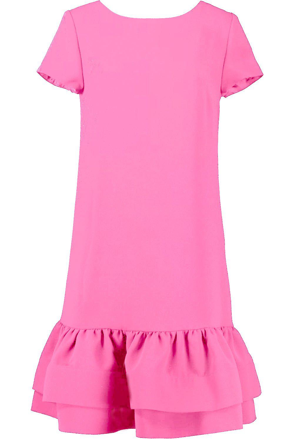 CATHERINE REGEHR-Boat Neck Ruffle Hem Dress - Pink-