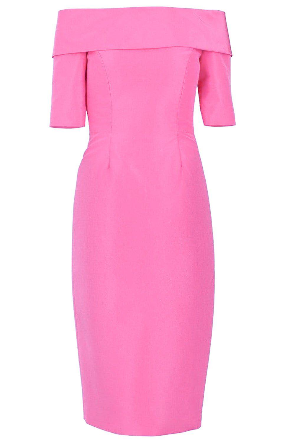 CATHERINE REGEHR-Alice Off-The-Shoulder Crepe Cocktail Dress-MAGENTA