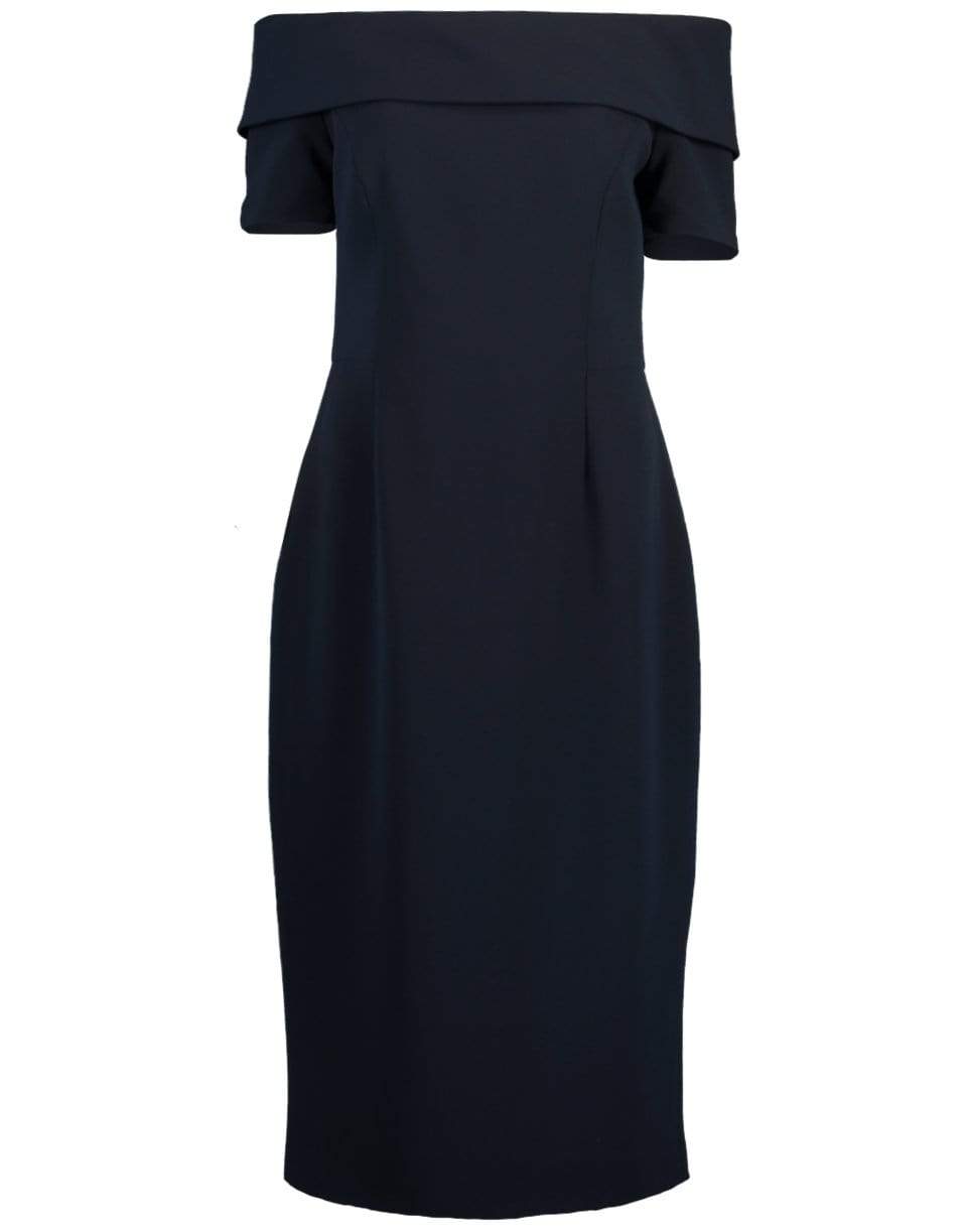 CATHERINE REGEHR-Navy Off The Shoulder V-Back Alice Dress-