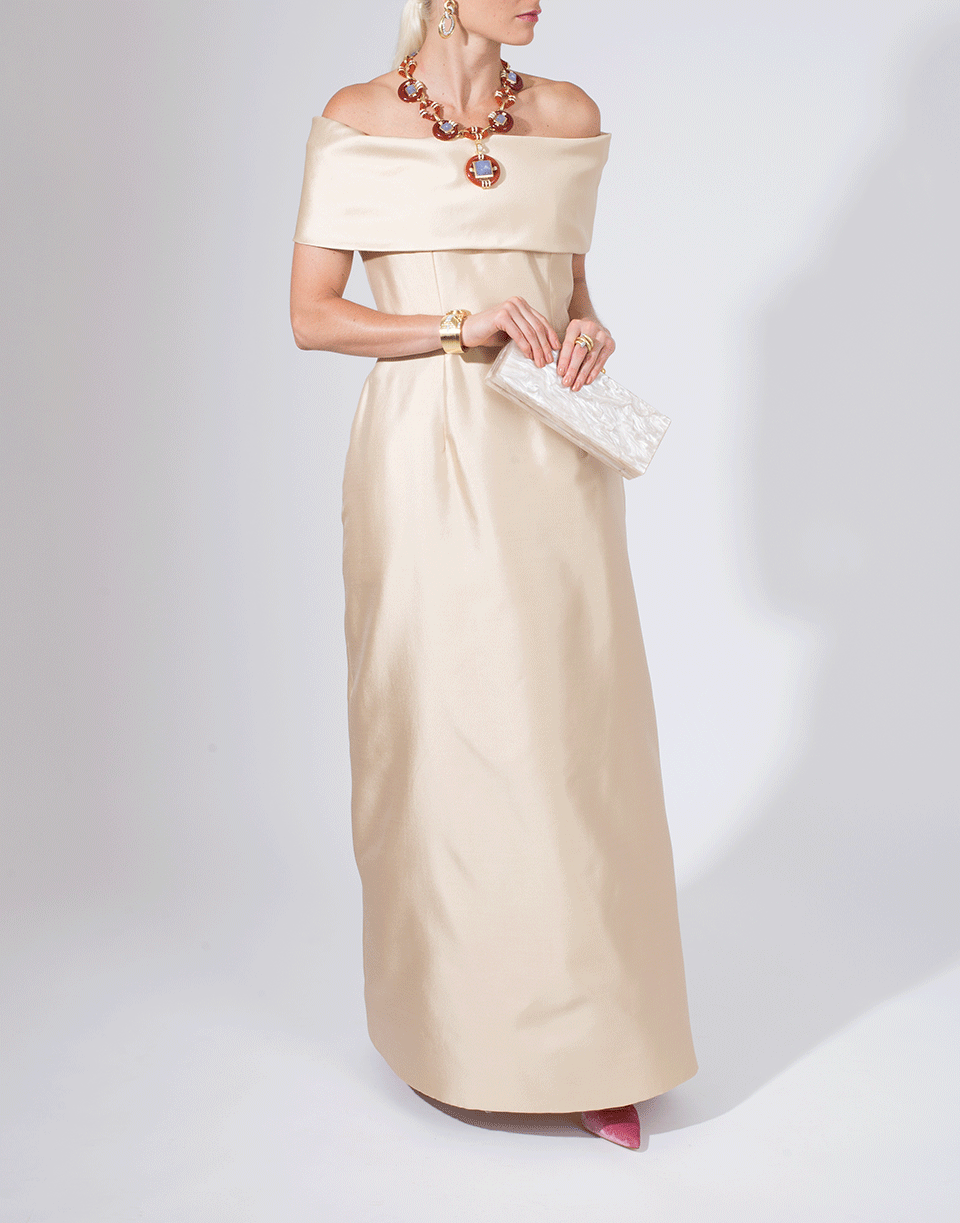 CATHERINE REGEHR-Off Shoulder Grace Gown-CHAMPAGN