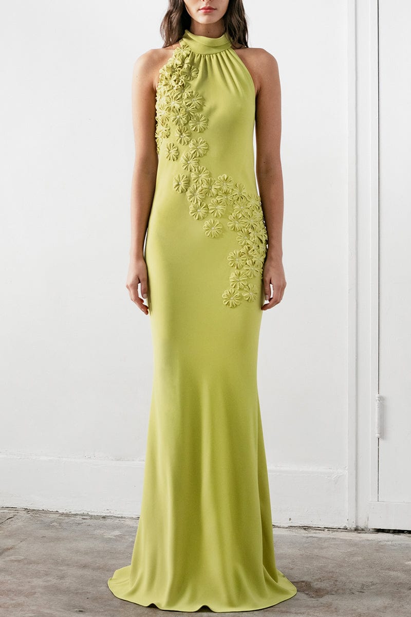 CATHERINE REGEHR-T-Neck Bias Sheath Gown-