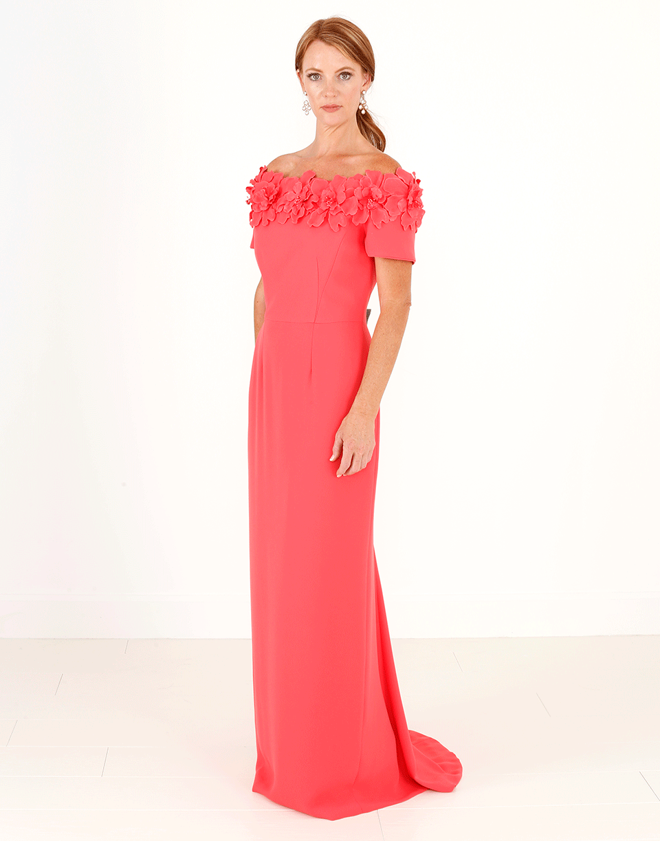 CATHERINE REGEHR-Off Shoulder Rose Garden Gown-