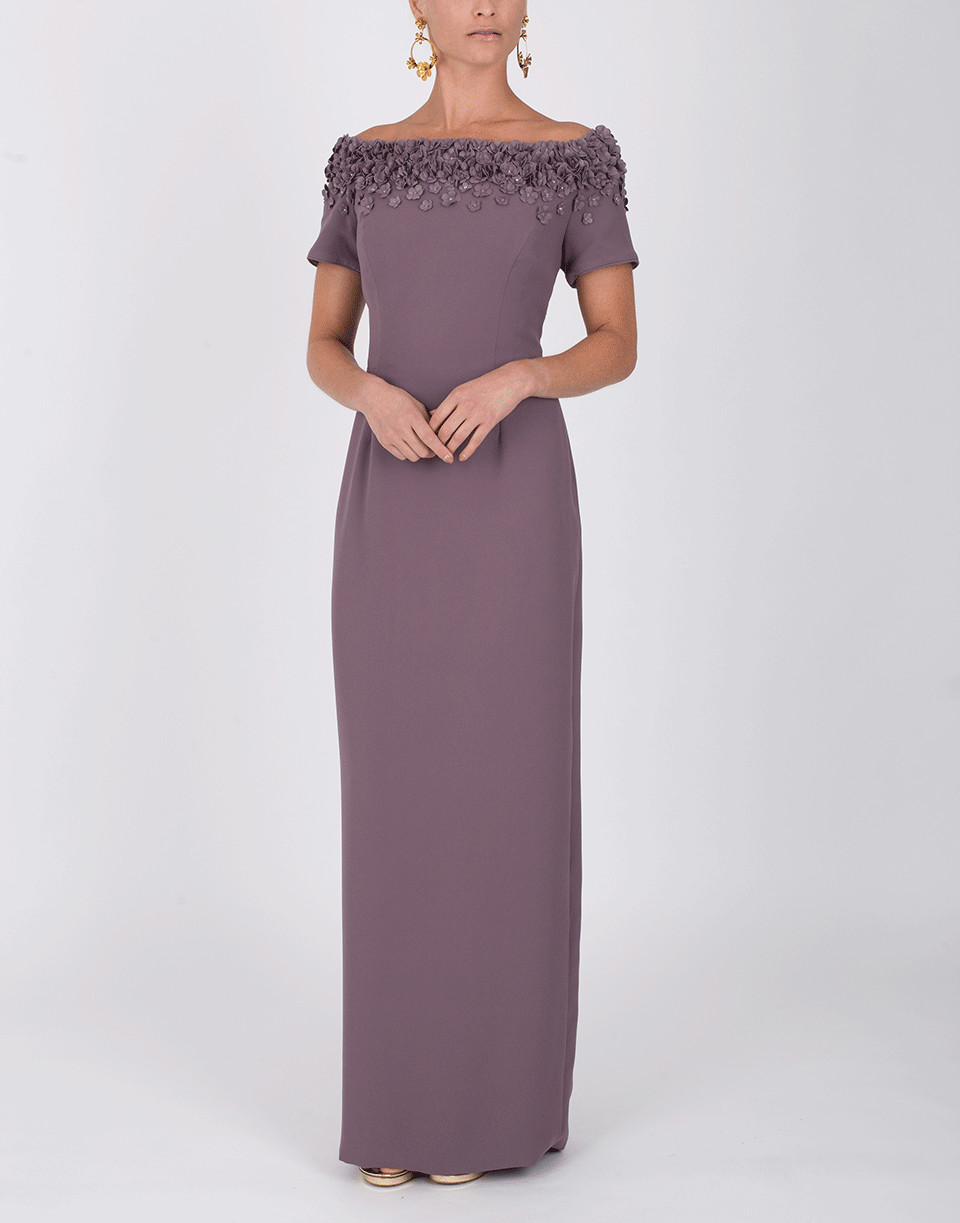 CATHERINE REGEHR-Off Shoulder Apple Blossom Gown-GREYMAUV