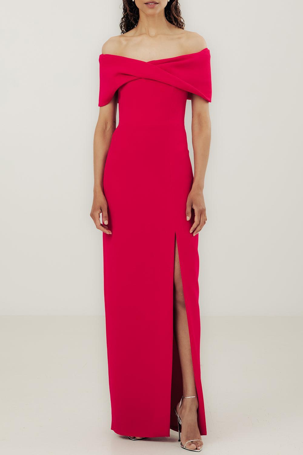 Off Shoulder Twist Gown-RASPBRRY-S-CLOTHINGDRESSGOWN-CATHERINE REGEHR