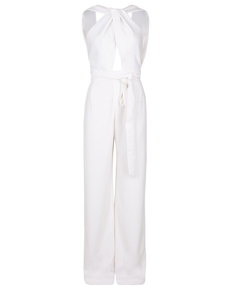 CATHERINE REGEHR-Ivory Wrap Style Jumpsuit-IVORY