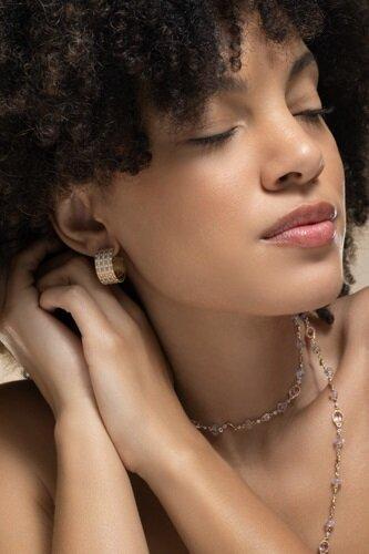 Diamond Wide Huggie Earring-YELLOW GOLD-JEWELRYFINE JEWELEARRING-COOMI