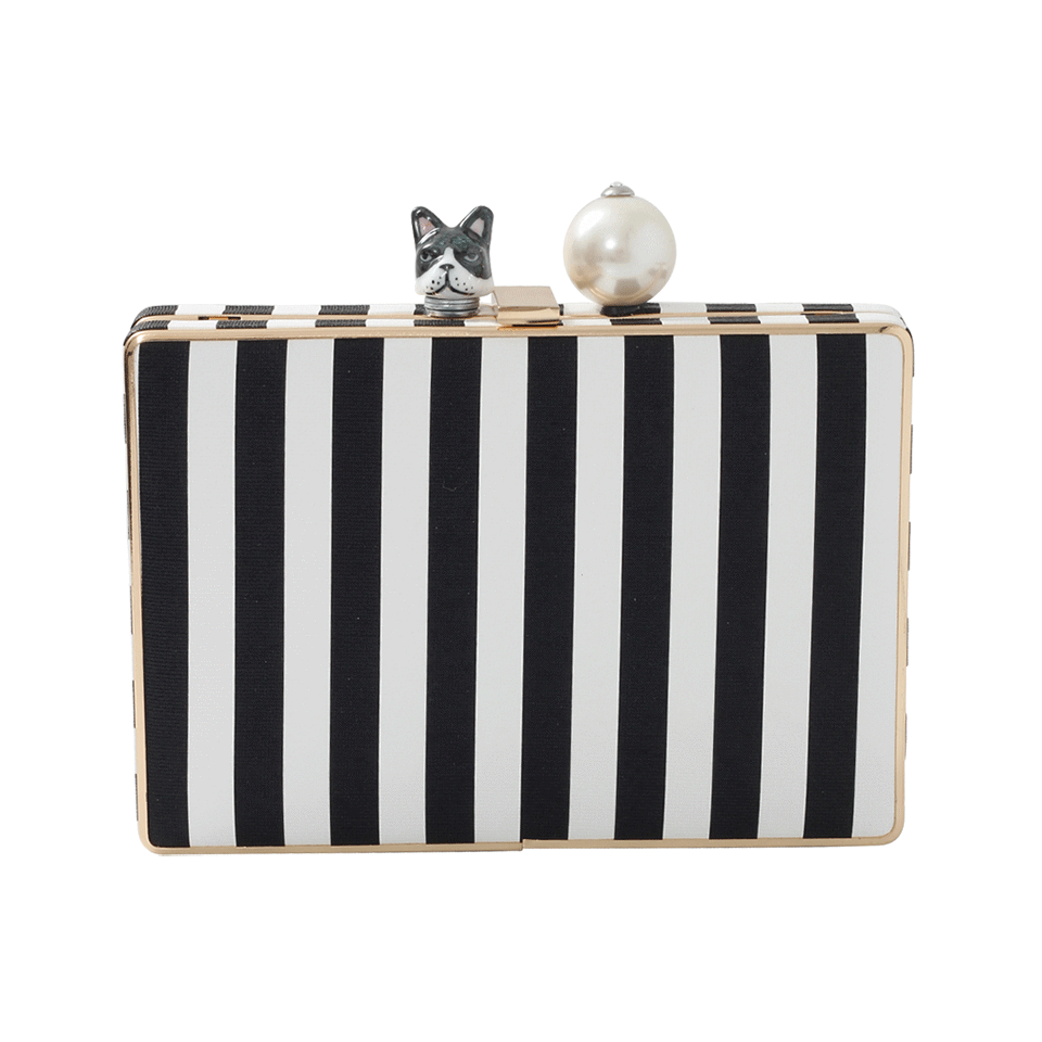 CECILIA MA COUTURE-Perna Stripped Clutch-BLK/WHT