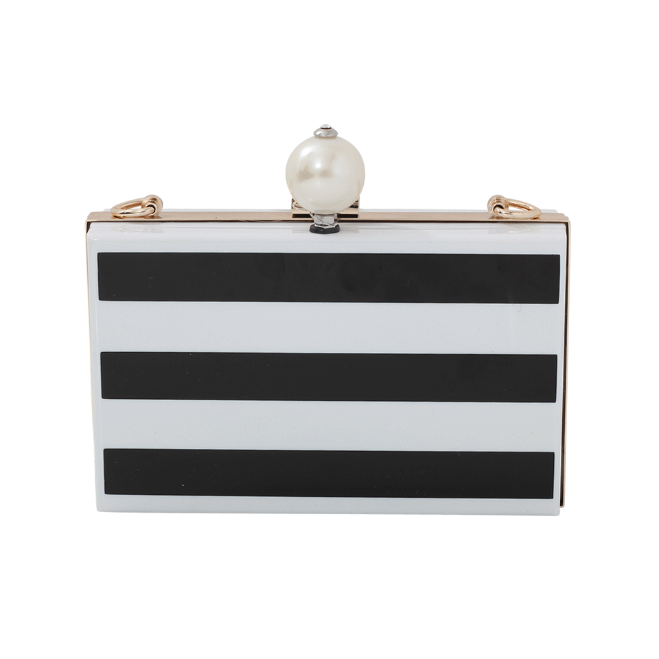 CECILIA MA COUTURE-Francais Striped Clutch-WHT/BLK