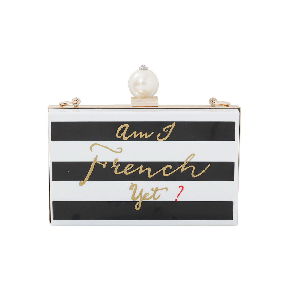CECILIA MA COUTURE-Francais Striped Clutch-WHT/BLK