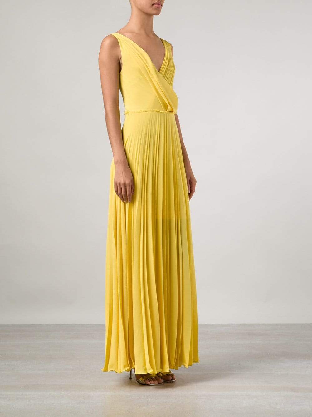 CEDRIC CHARLIER-Plisse V-Neck Gown-