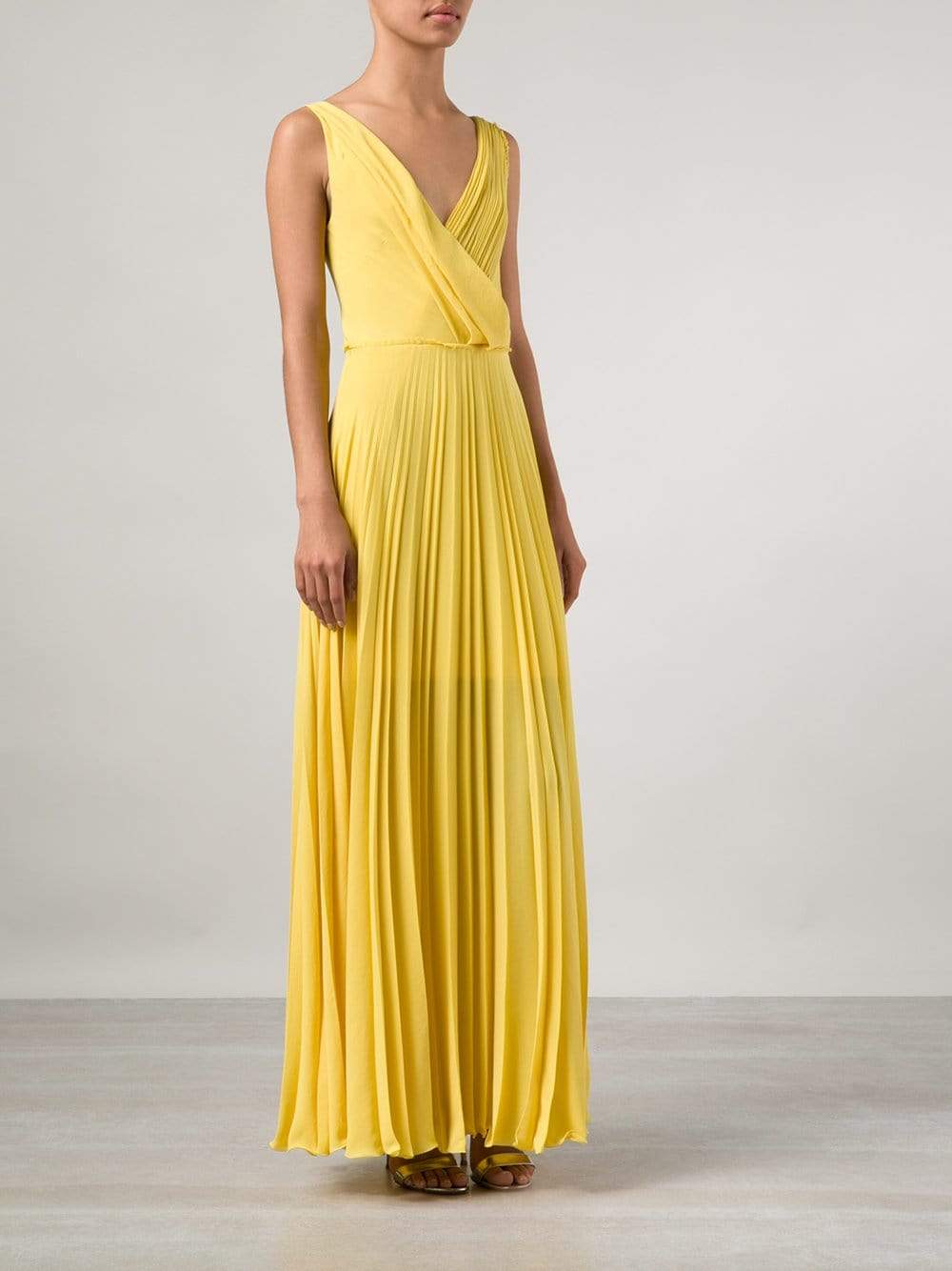 CEDRIC CHARLIER-Plisse V-Neck Gown-