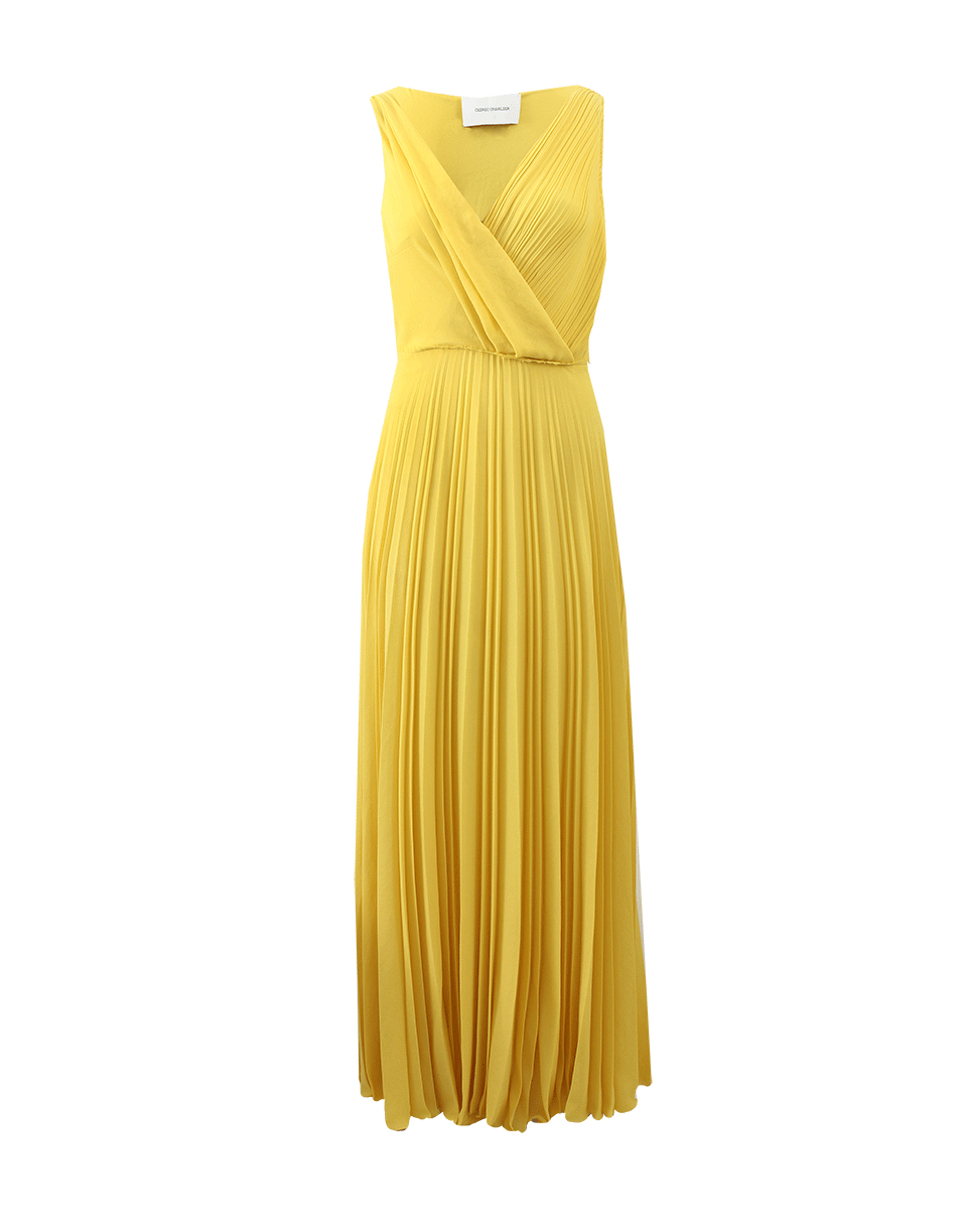 CEDRIC CHARLIER-Plisse V-Neck Gown-