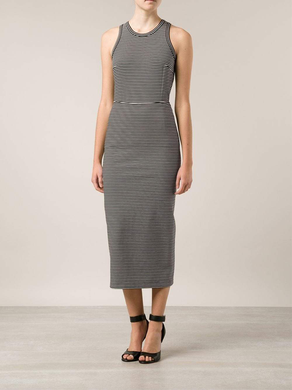 CEDRIC CHARLIER-Striped Midi Skirt-