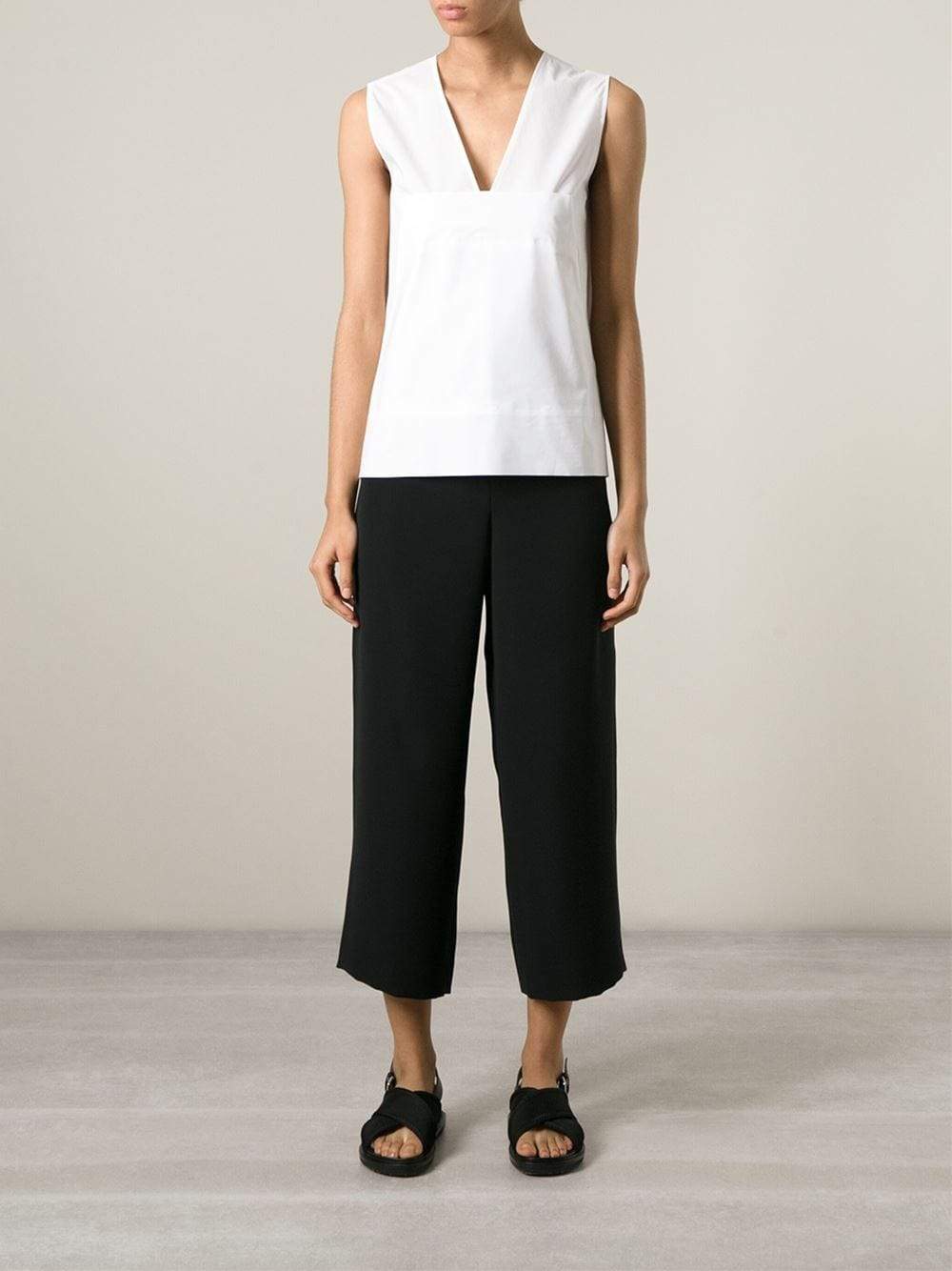 CEDRIC CHARLIER-Poplin V-Neck Top-