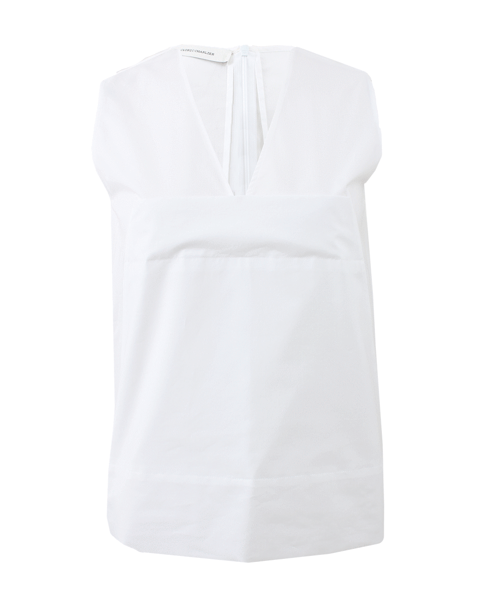 CEDRIC CHARLIER-Poplin V-Neck Top-