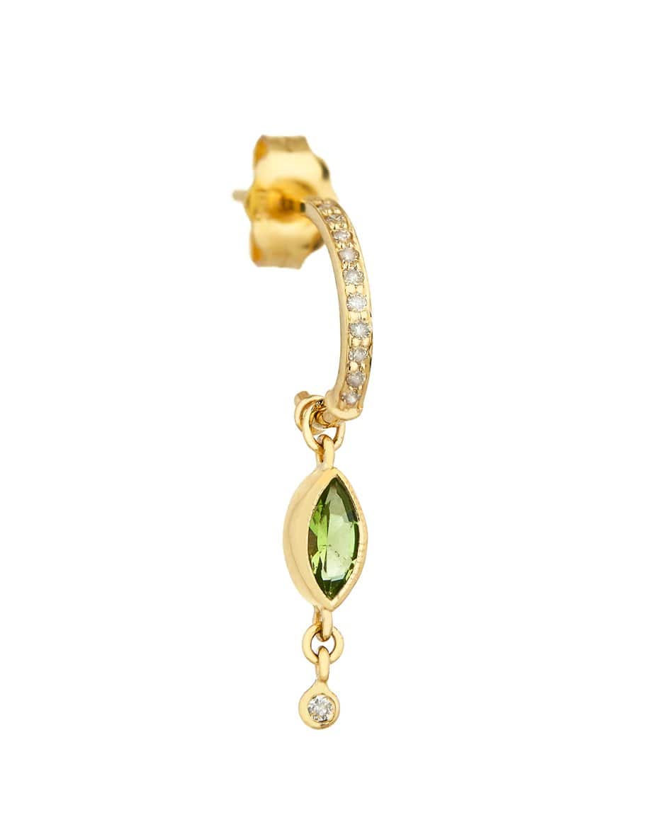 CELINE DAOUST-Marquis Tourmaline and Diamond Single Earring-YELLOW GOLD