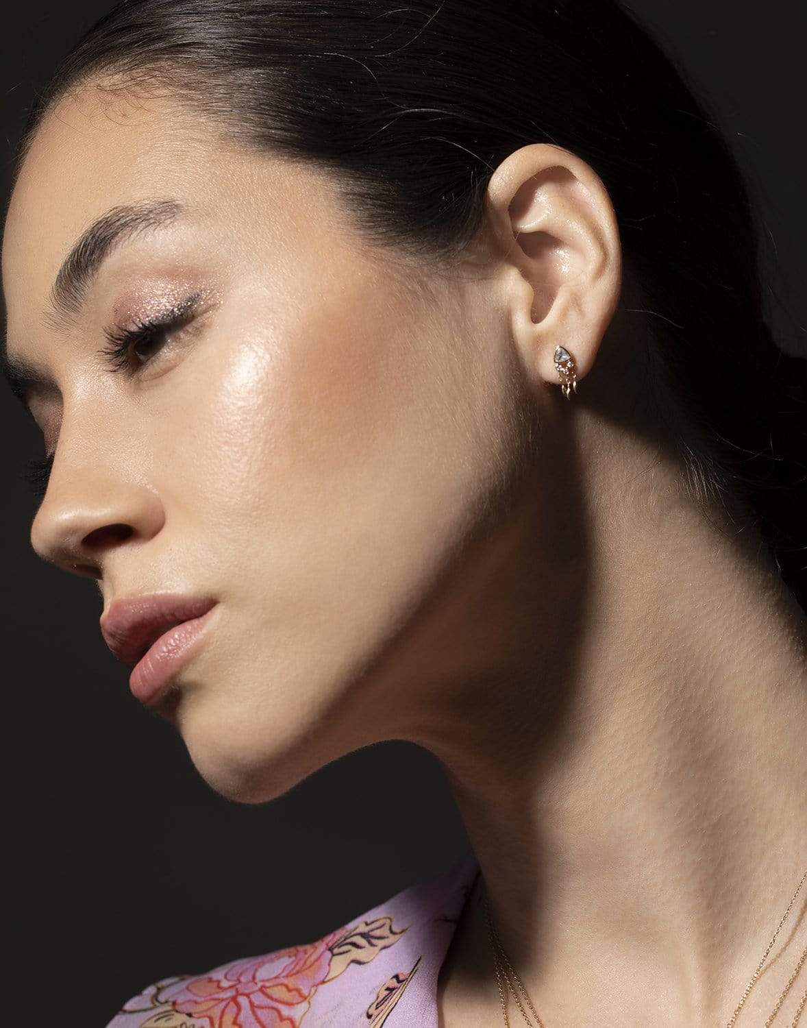 CELINE DAOUST-Moonstone & Diamonds Single Earring-YELLOW GOLD