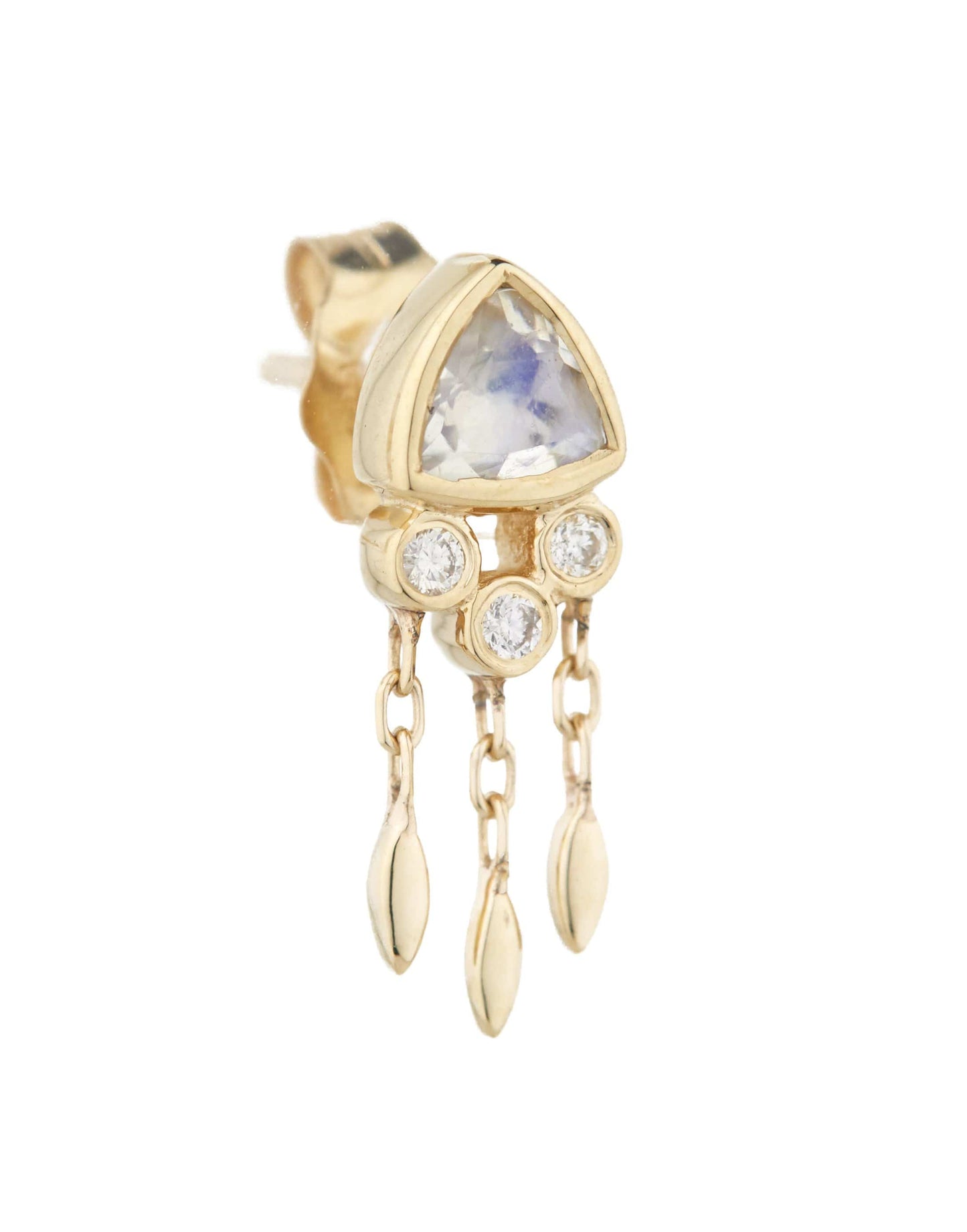 CELINE DAOUST-Moonstone & Diamonds Single Earring-YELLOW GOLD