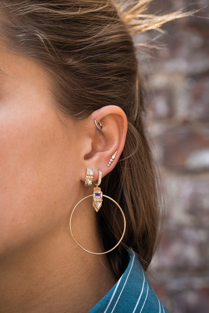 CELINE DAOUST-Totem Moonstone Single Hoop Earring-YELLOW GOLD