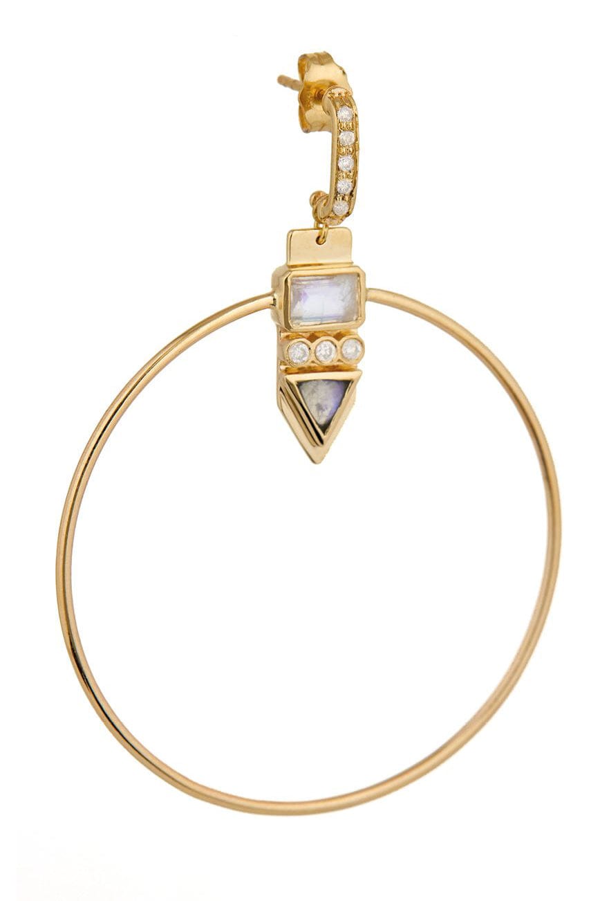 CELINE DAOUST-Totem Moonstone Single Hoop Earring-YELLOW GOLD