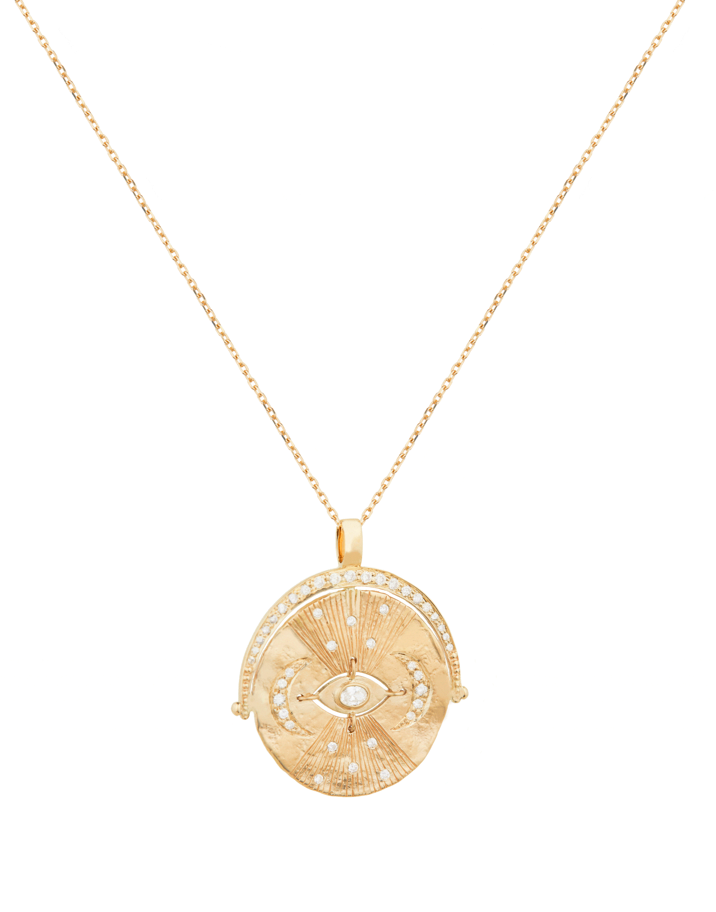 CELINE DAOUST-Medal Eye & Diamonds Necklace-ROSE GOLD
