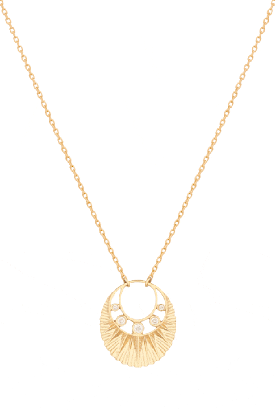 CELINE DAOUST-Five Diamonds Moon Crescent Necklace-YELLOW GOLD