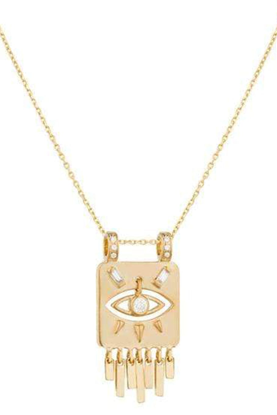CELINE DAOUST-Mini Totem Diamond Eye Charm Necklace-YELLOW GOLD