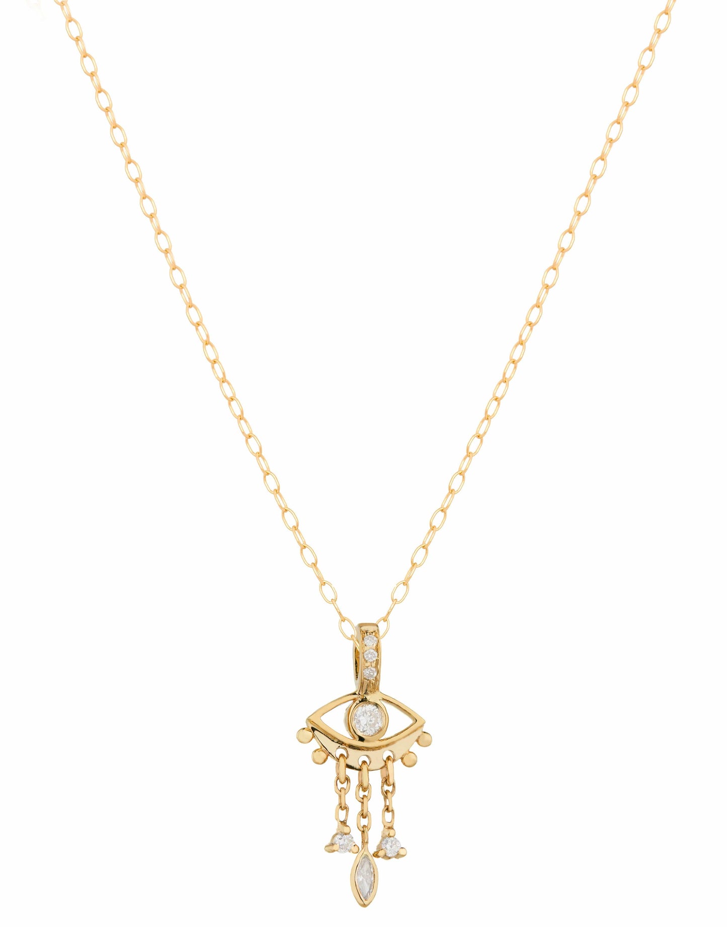 CELINE DAOUST-Small Diamond Eye Dangle Necklace-YELLOW GOLD