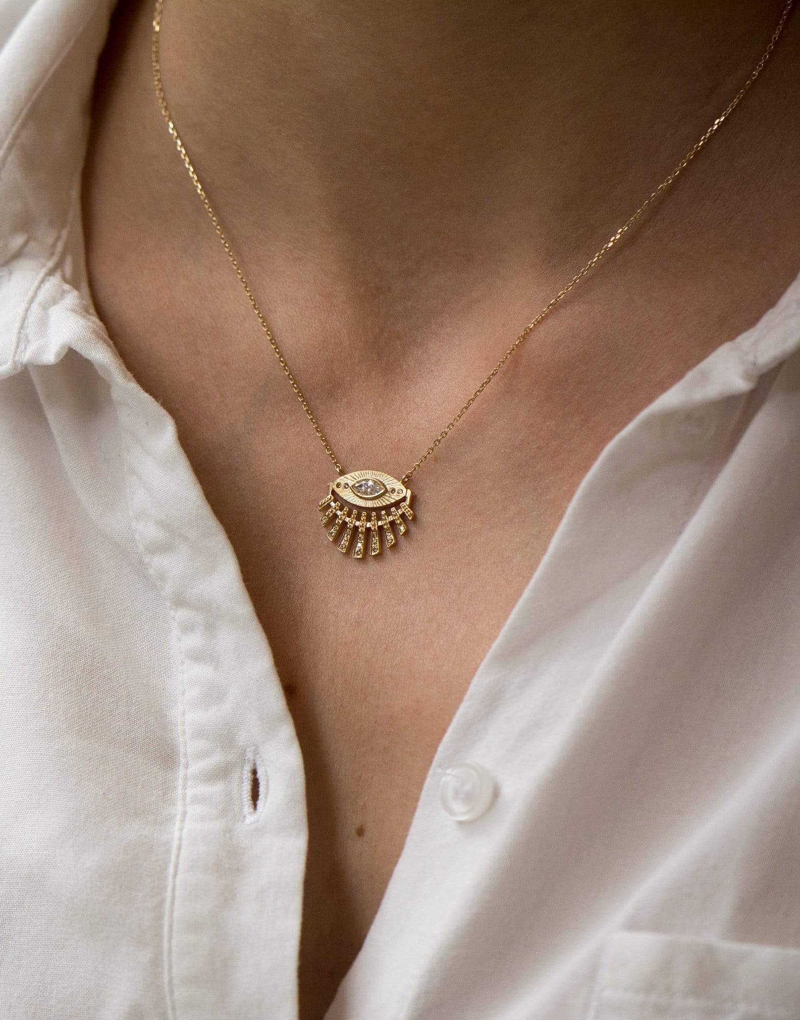 CELINE DAOUST-Sun Eye Diamond Sun Beam Necklace-YELLOW GOLD