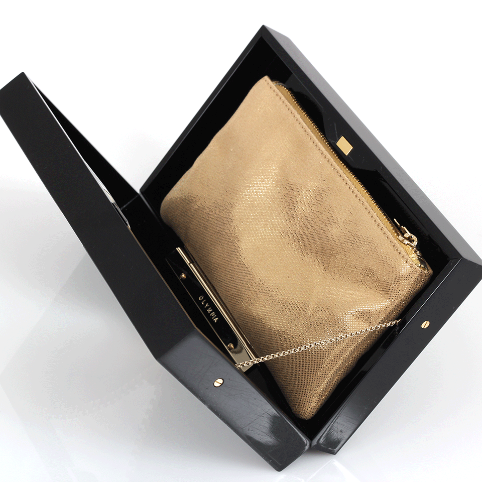 CHARLOTTE OLYMPIA-Pandora Unzipped Perspex Clutch-BLACK
