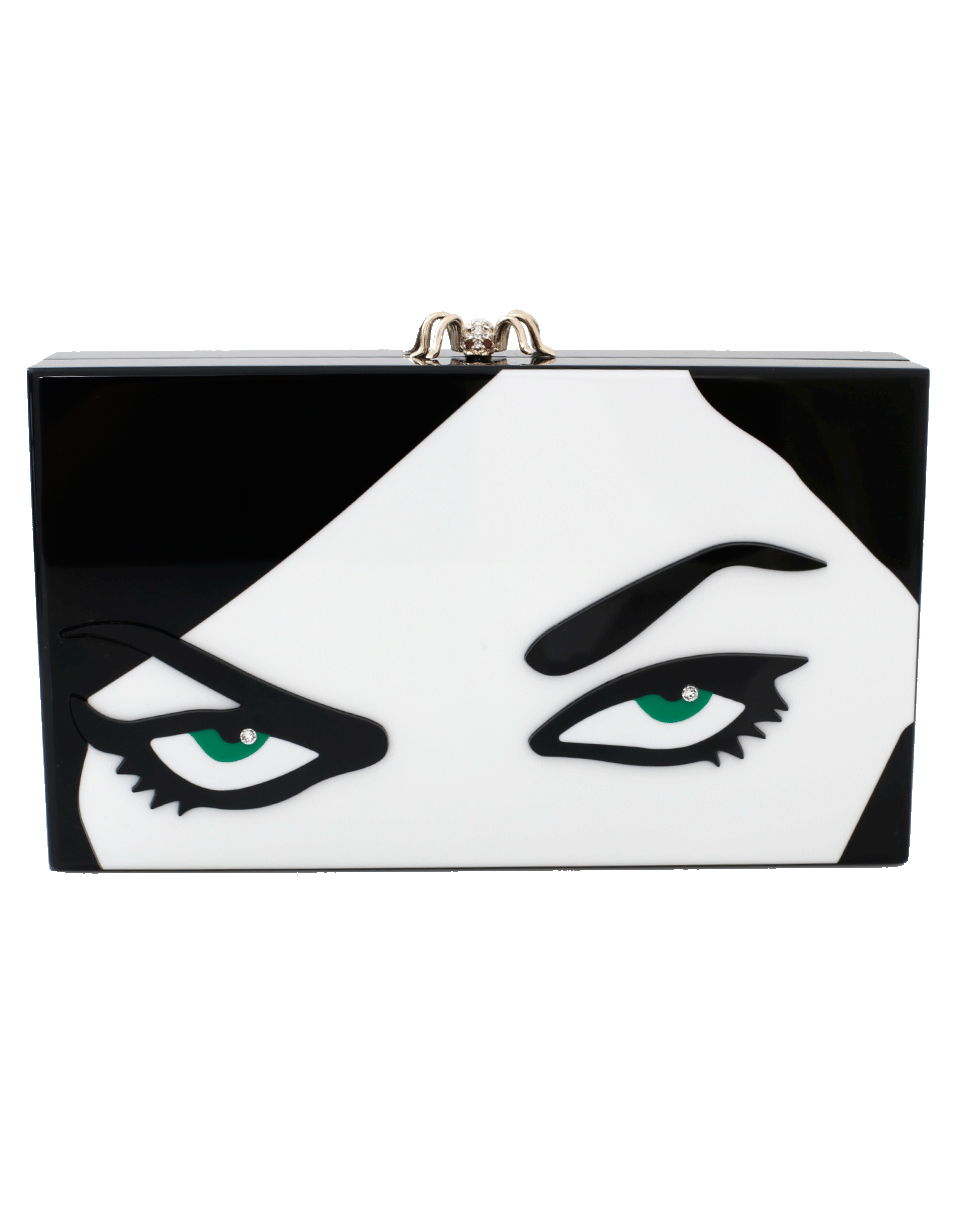 CHARLOTTE OLYMPIA-Paper Cut Pandora Clutch-BLACK