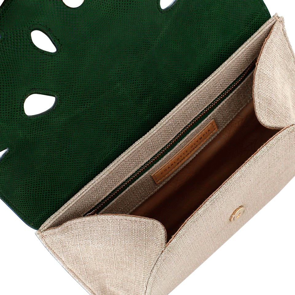 CHARLOTTE OLYMPIA-Monstera Clutch-GRN/GRY