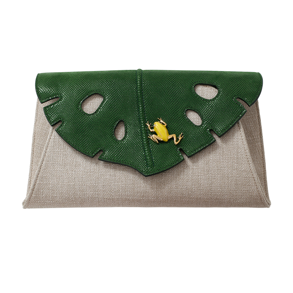 CHARLOTTE OLYMPIA-Monstera Clutch-GRN/GRY