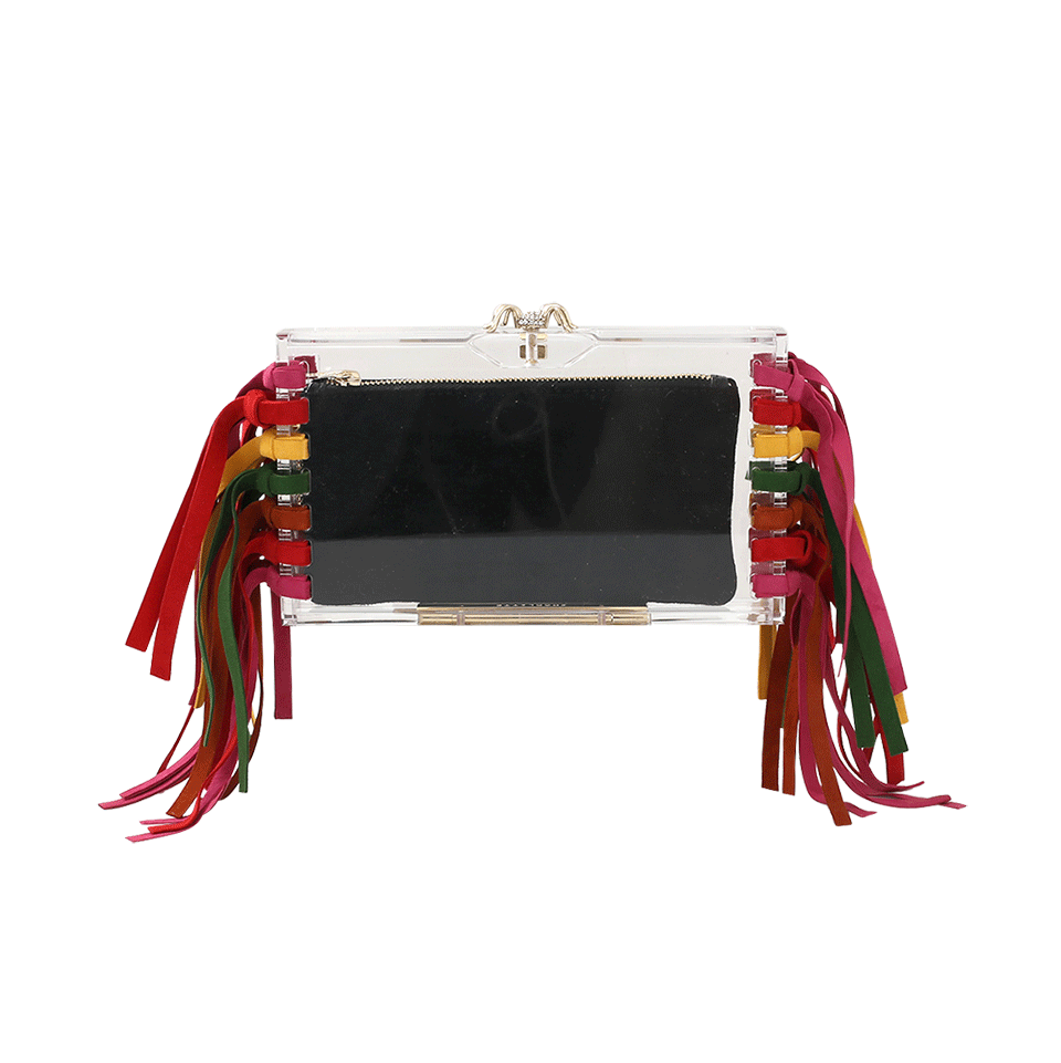 CHARLOTTE OLYMPIA-Fringed Pandora Clutch-TRANS
