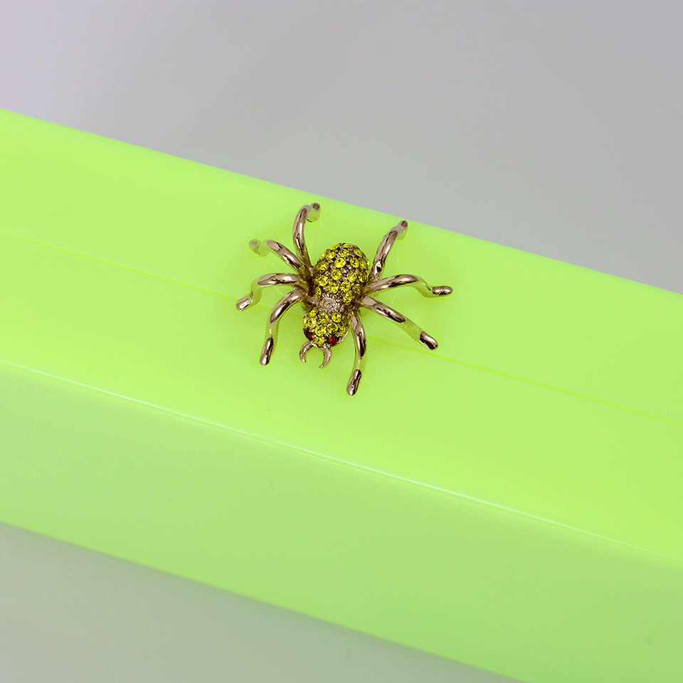 CHARLOTTE OLYMPIA-Spider Clasp Neon Clutch-YELLOW