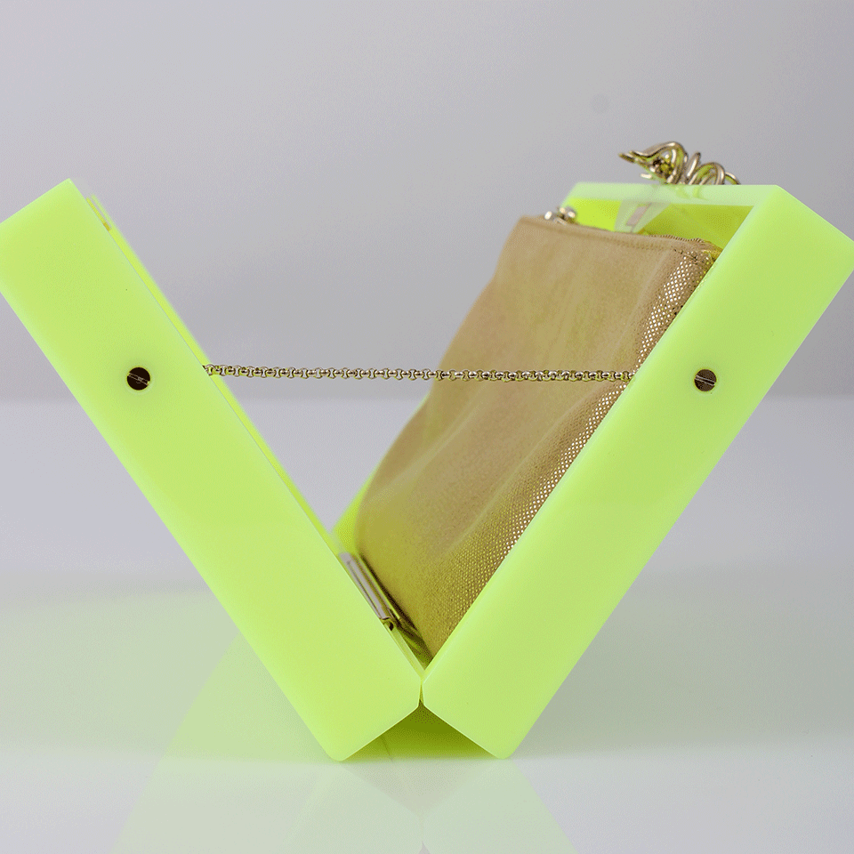 CHARLOTTE OLYMPIA-Spider Clasp Neon Clutch-YELLOW