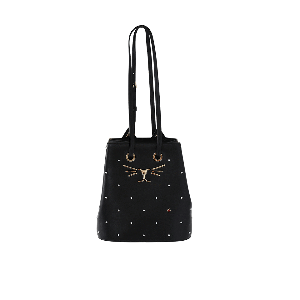 CHARLOTTE OLYMPIA-Feline Bucket Bag-BLACK