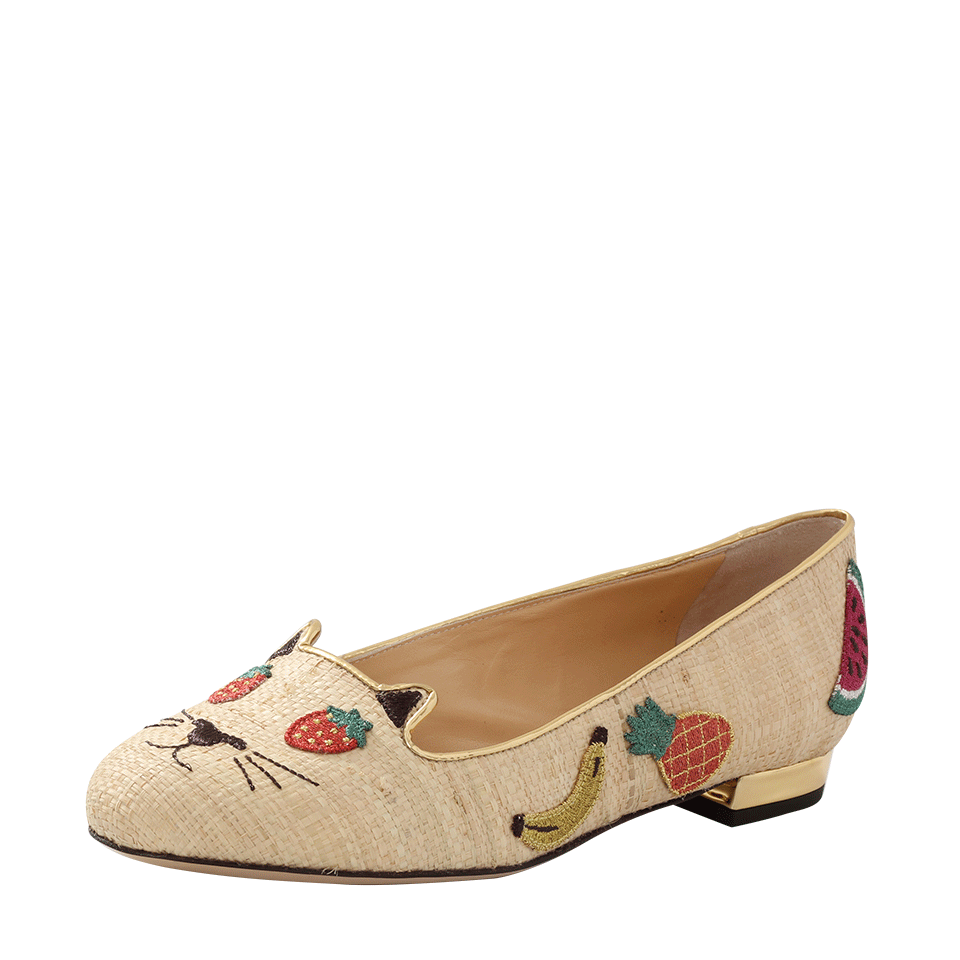 CHARLOTTE OLYMPIA-Fruity Kitty Embroidered Shoe-