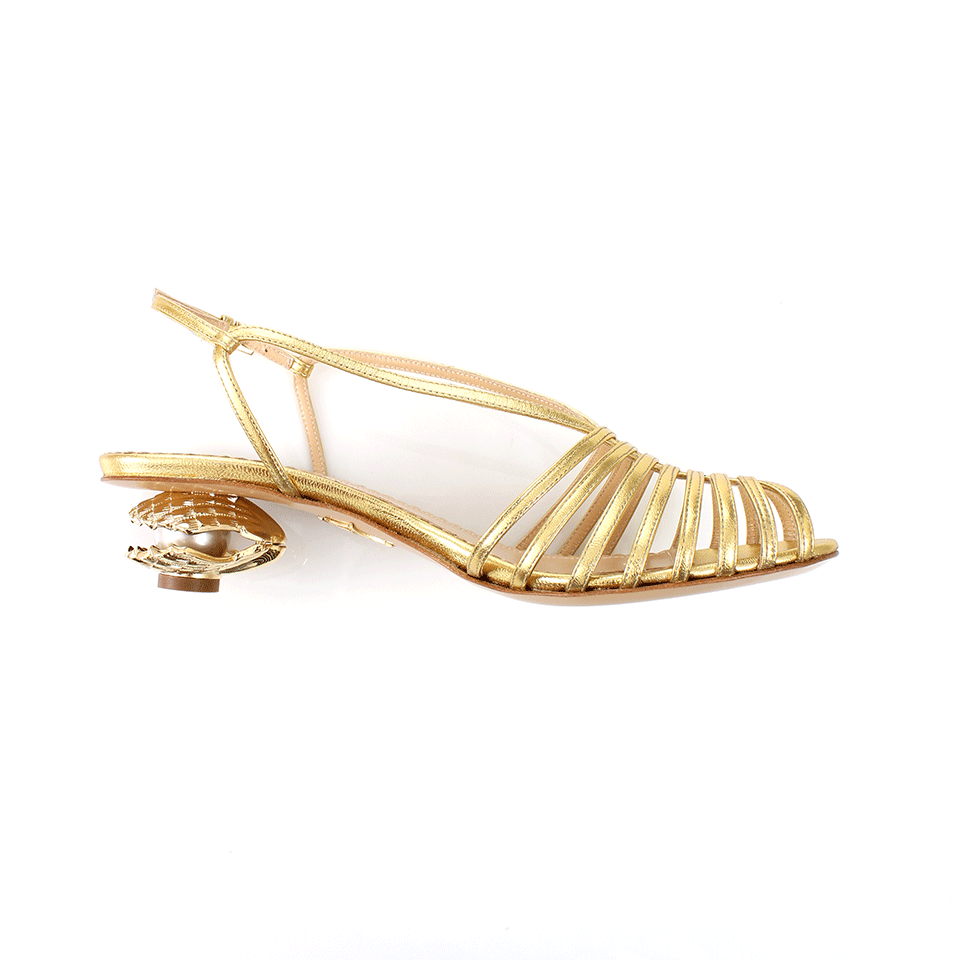 CHARLOTTE OLYMPIA-Clam And Pearl Heel Sandal-