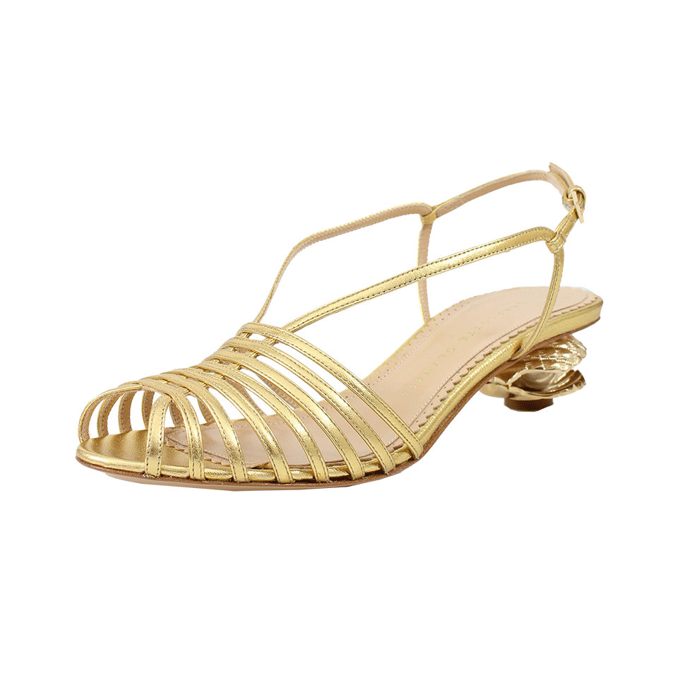 CHARLOTTE OLYMPIA-Clam And Pearl Heel Sandal-