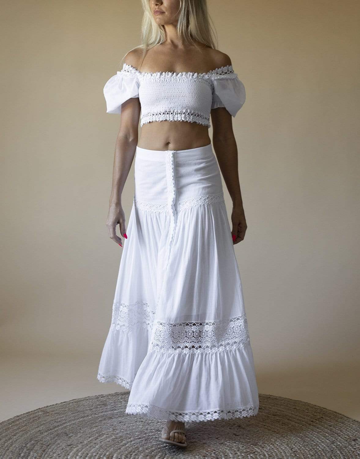 CHARO RUIZ IBIZA-Short Sleeve Cropped Tie Front Judy Top-