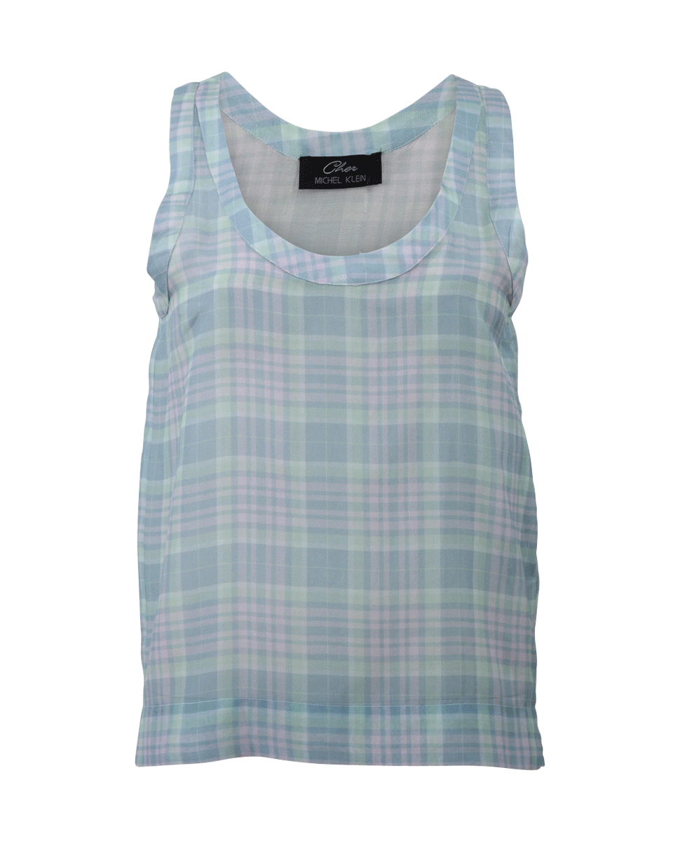 CHER MICHEL KLEIN-Plaid Racer Back Tank Top-