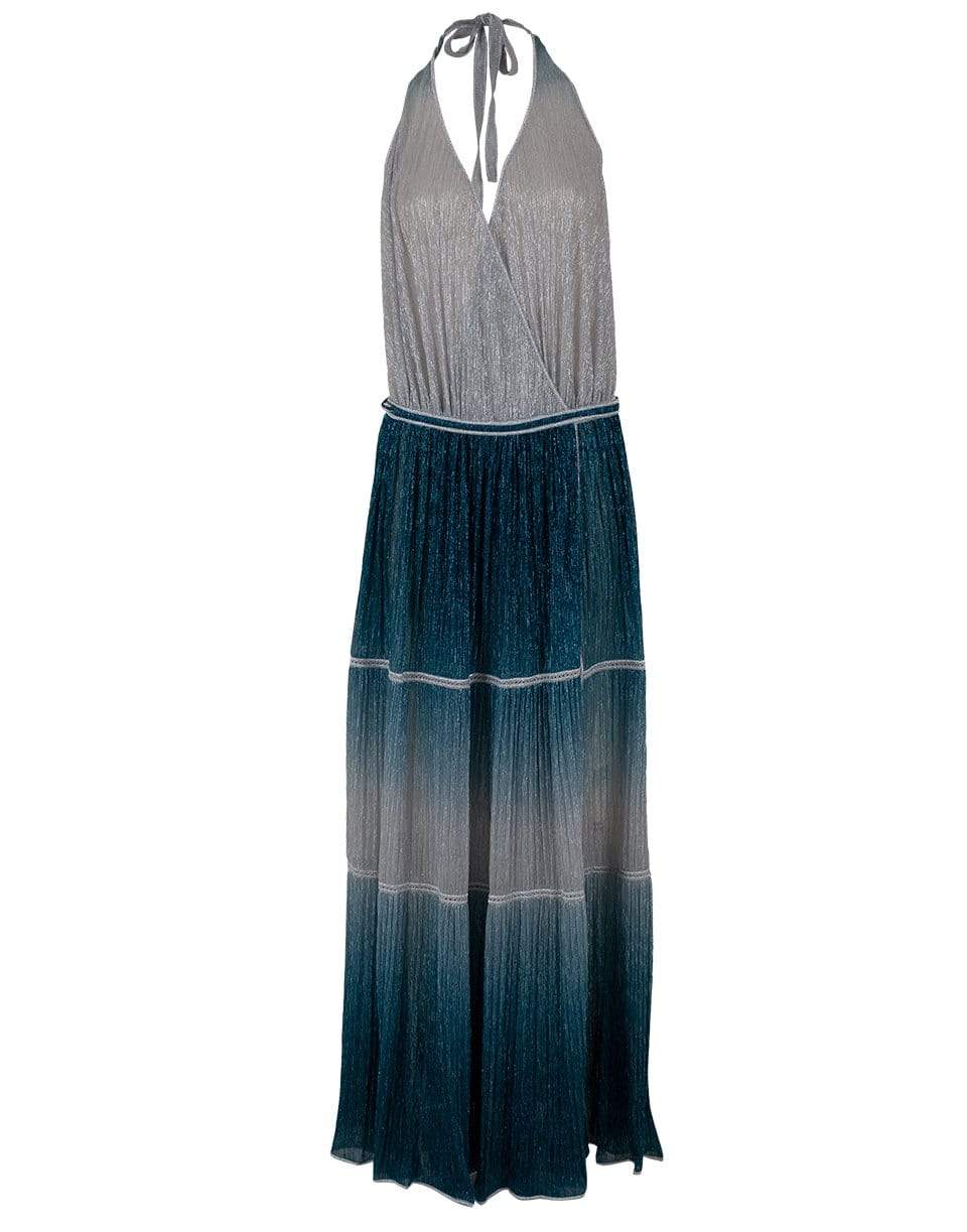 CHIO-Long Maxi Wrap Dress-BLUE